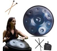 Strumento Handpan - 432Hz/440Hz 9/10/ 12 Note - Steel Tongue Drum da 55cm - Hand Pan Drum con Supporto per Battenti per la Guarigione del Suono (Size : 432Hz, Color : BLUE_9 NOTES)
