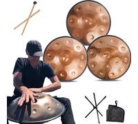 Strumento Handpan - 55 Cm, A 432 Hz / 440 Hz, A 9/10 / 12 Note - Hand Pan Drum Per Bambini E Adulti, Strumento In Acciaio Con Treppiede Per Tamburo, Bacchette E Borsa (Size : 432Hz, Color : GOLD_9