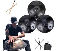 Strumento Handpan - 55 Cm, A 432 Hz / 440 Hz, A 9/10 / 12 Note - Hand Pan Drum Per Bambini E Adulti, Strumento In Acciaio Con Treppiede Per Tamburo, Bacchette E Borsa (Size : 432Hz, Color : BLACK_