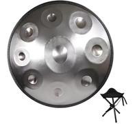 Strumento Handpan - 56cm Steel Tongue Drum Da 9/10/12 Note Per Adulti - Hand Pan Drum Con Tripode, Battenti E Borsa Per Il Trasporto, 440Hz(Gray,10)
