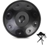 Strumento Handpan - 56cm Steel Tongue Drum Da 9/10/12 Note Per Adulti - Hand Pan Drum Con Tripode, Battenti E Borsa Per Il Trasporto, 440Hz(Nero,9)