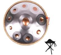 Strumento Handpan - 56cm Steel Tongue Drum Da 9/10/12 Note Per Adulti - Hand Pan Drum Con Tripode, Battenti E Borsa Per Il Trasporto, 440Hz(Argento,10)