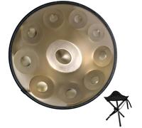Strumento Handpan - 56cm Steel Tongue Drum Da 9/10/12 Note Per Adulti - Hand Pan Drum Con Tripode, Battenti E Borsa Per Il Trasporto, 440Hz(Gold,10)