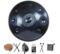 Strumento Handpan Drum da 440Hz, Steel Tongue Drum da 9/10/12 Note con Tripode, Battenti e Borsa per il Trasporto, Hand Pan Drum da 56cm per la Guarigione del Suono (Blu, 10 Notes)