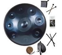 Strumento Handpan Drum da 440Hz, Steel Tongue Drum da 9/10/12 Note con Tripode, Battenti e Borsa per il Trasporto, Hand Pan Drum da 56cm per la Guarigione del Suono (Blu, 9 Notes)