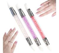 Strumento in Silicone per la Cura e Manicure delle Unghie - 3 Pezzi Pennello a Doppia Punta per Formare e Disegnare - Penna per Scultura delle Unghie,Per Cura Personale Casa Principianti Studio