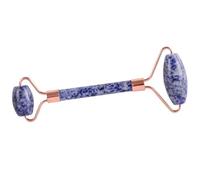 Strumento massaggiatore in cristallo di quarzo naturale a doppia testa con rullo di giada in metallo oro rosa, opalite raccolta domiciliare (Color : Sodalite)