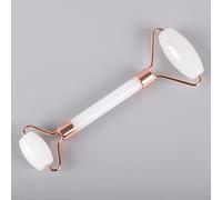 Strumento massaggiatore in cristallo di quarzo naturale a doppia testa con rullo di giada in metallo oro rosa, opalite DINZHHENGYIN(Color:White Jade)