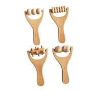 Strumento Massaggio a Rullo in Legno 4 Pezzi 15x8x3cm | Manico Ergonomico, Portatile, 4 Pezzi, per Corpo Intero e Uso all'Aperto, Colore Cachi