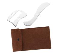 Strumento Massaggio Muscolare Acciaio Inossidabile, Gua Sha | Design Ergonomico Due Forme Diverse, Custodia in Feltro Inclusa, per Viaggio e Fisioterapia