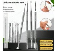 Strumento multifunzionale professionale in acciaio inossidabile per la rimozione delle cuticole, spingicuticole per pre-trattamento, strumento aggiornato per la rimozione dello smalto, tagliacuticole 