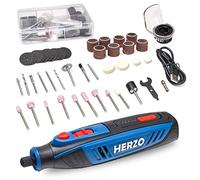 Strumento Multifunzione, HERZO 4V Mini Trapano Elettrico Rotativo Senza Fili, 5 Velocità, Utensile Rotante Kit con 53 Accessori, per Taglio, Levigatura, Lucidatura, Intaglio