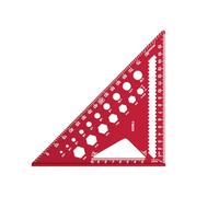 Strumento multiuso in alluminio rosso triangolare per marcatura precisa guida di taglio in falegnameria e officina ambiente antiscivolo marcatura righello