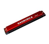 Strumento Musicale A Fiato Portatile Da Viaggio Per Armonica A Bocca In Metallo Con Chiave C Armonica Blues A 24 Fori Per Principianti(Red)