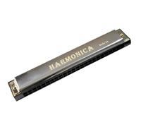 Strumento Musicale A Fiato Portatile Da Viaggio Per Armonica A Bocca In Metallo Con Chiave C Armonica Blues A 24 Fori Per Principianti(Silver)