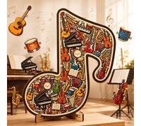 Strumento musicale a forma di nota musicale, puzzle 3D in legno con note musicali, splendida esposizione artistica con vari frammenti interni e note musicali classiche esterne, per musica in regalo