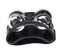 Strumento Musicale a Percussione Jingle Bell in Metallo con Tamburello a Pedale con Cinturino in Nylon Elastico(nero)