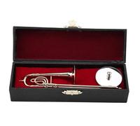 Strumento Musicale Decorazione Tromba Per Trombone In Miniatura Con Supporto E Custodia Placcata In Oro Mini Modello Di Strumento Ornamenti Musicali(Trombone)