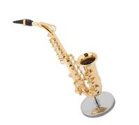 Strumento Musicale Modello Sassofono Contralto In Miniatura Con Supporto E Custodia Ornamenti Per Modelli Di Strumenti Placcati In Oro Mini replica strumento musicale