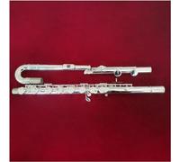 Strumento musicale per flauto basso, corpo in rame bianco, chiavi placcate in argento, include custodia per flauto
