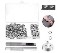 Strumento Occhiello, 100 Pezzi Kit Macchina per Occhielli Metallici 6mm Con Rondelle e Scatola di Stoccaggio - Argento