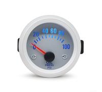 Strumento per auto a LED da 52 mm, argento, 12 V, turbo, per vuoto da 52 mm | Luce LED blu chiara, leggibile di giorno/notte, per monitoraggio turbo e vuoto nell'abitacolo