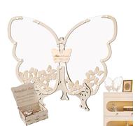 Strumento per gli ospiti per matrimoni in legno, libro degli ospiti con farfalle, elegante libro degli ospiti dei ricordi, unità di ricordo inconfondibile, firmata, set da parete robusto