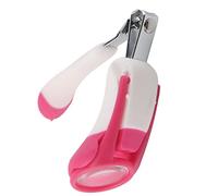 Strumento per la cura delle unghie per bambini con unghie per unghie per bambini con lente d'ingrandimento in vetro rosa manico