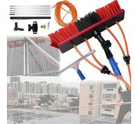 Strumento Per La Pulizia Dei Pannelli Fotovoltaici, Asta Telescopica Portatile Da 5-12m, Tubo Flessibile Da 20m + Tergicristallo Da 35cm, Per La Pulizia Dei Vetri Di Edifici Alti,30cmBrush-10m
