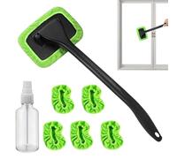 Strumento per la Pulizia del Parabrezza, 5 Panni in Microfibra Lavabili e riutilizzabili, per Pulire i finestrini 'Auto con Manico Lungo Estensibile, lavavetri Rotante a 180 Gradi, Spazzola per