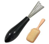 Strumento per la pulizia della spazzola per capelli, con filo metallico e manico in legno, spazzola per la pulizia dei capelli, rastrello con filo metallico
