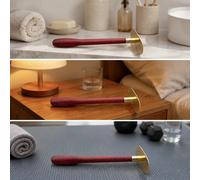 Strumento per massaggio facciale Gua Sha con manico in legno, in ottone,