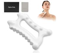 Strumento per massaggio Gua Sha in ceramica, strumenti avanzati Gua Sha per viso e corpo, per la cura della pelle per donne e uomini, strumenti per il viso GuaSha coreano (doppia fila di massaggio)