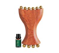 Strumento per Massaggio Gua Sha Viso Strumento Massaggiante in Rame e Legno