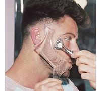 Strumento per modellare la barba da uomo con pettine integrato, modello trasparente per pettine, baffi, basette, mascella, guancia/collo, simmetrico/curva/taglio a gradini (trasparente)