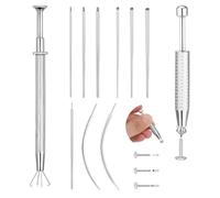Strumento per piercing a sfera per cambiare gioielli, 12 G, 14 G, 16 G, 18 G, 20 G, in acciaio inox, con retro piatto, senza filettatura, per orecchio, naso, pancia, ferro di cavallo, labbro