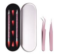 Strumento per raccogliere strass, 2 pezzi, matita di cera per strass, applicatore, penna, strumento per raccogliere gemme, strumento Bedazzler con 4 punte di cera di ricambio, 1 pinzetta curva e 1