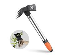 Strumento per rimuovere erbacce con manico ergonomico da 43,2 cm, strumento portatile per giardinaggio e diserbo 2 in 1, piccola zappa e rastrello manuale a 4 denti, resistente per rimuovere le