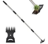 Strumento per rimuovere erbacce con manico lungo 146,5 cm, rastrello manuale 2 in 1 e zappa da giardino, strumento resistente per giardino, prato, patio e giardino, design regolabile ed ergonomico