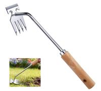 Strumento per rimuovere le erbacce, in acciaio inossidabile antiruggine e manico in legno, per giardino, prato, rimozione crepe del patio, sradicamento, allentamento e trapianto, strumento versatile