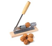 Strumento per schiaccianoci regolabile, struttura in legno e acciaio inossidabile, apertura meccanica per noci pecan, noci, mandorle, cracker portatile ergonomico.