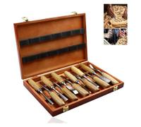 Strumento per sculture in legno 12 Pezzi Strumenti for Intaglio Scalpello Kit for la Lavorazione del Legno for Principianti e Professionisti, Acciaio Legato al Cromo Vanadio I regali