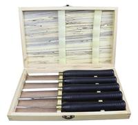 Strumento per sculture in legno Set di scalpelli for legno da 5 pezzi for la lavorazione del legno, scalpelli for tornitura HSS Set in scatola di legno Strumenti for tornitura del legno Set di scalpel