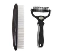 Strumento per smorzare gli animali domestici, confezione da 2 pettini a doppia faccia per rimuovere il pelo del sottopelo per gatti e cani, per districare i peli opachi o annodati del sottopelo