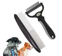 Strumento per smorzare gli animali domestici, confezione da 2 pettini a doppia faccia per rimuovere il pelo del sottopelo per gatti e cani, per districare i peli opachi o annodati del sottopelo