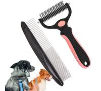 Strumento per smorzare gli animali domestici, confezione da 2 pettini a doppia faccia per rimuovere il pelo del sottopelo per gatti e cani, per districare i peli opachi o annodati del sottopelo