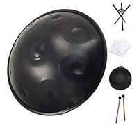 Strumento per Tamburo Handpan in re minore 9 Note Tamburo a Mano in Acciaio da 22 Pollici con Borsa Morbida per Pan, 2 martelli per handpan, Supporto per handpan, Panno Antipolvere