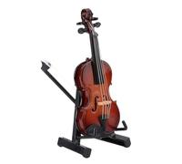 Strumento per violino in miniatura - Modello di violino musicale in legno con espositore | Ornamento di figurine da collezione realizzato a mano per l'arredamento della camera, scrivania da ufficio, a