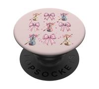 Strumento per violino Violinist Girl Coquette Bow Pink Mom PopSockets PopGrip Adesivo