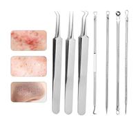 Strumento popper del brufolo naso, kit di estrattore di brufolo,Kit di pulizia dei pori in acciaio inossidabile 7x | Strumento per la bellezza del viso del naso a pinzette.